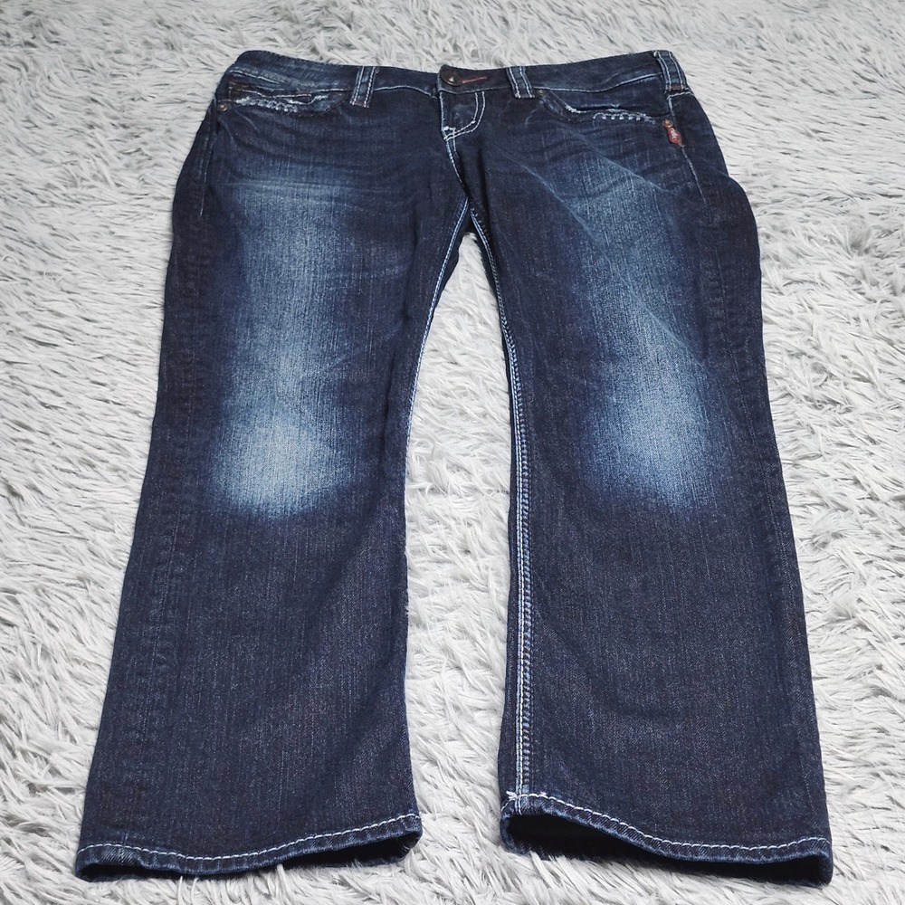 Silver Jeans Santorini Jeans Womens 28 Denim Distressed Low Rise Straight Crop
